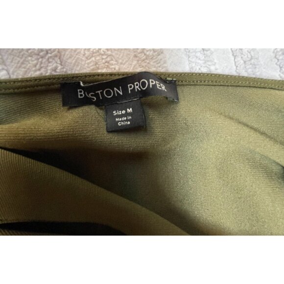 Boston Proper Womens 3/4 Sleeves Tunic Top Medium Criss-Cross Neck Cut-Out Green - Picture 3 of 8